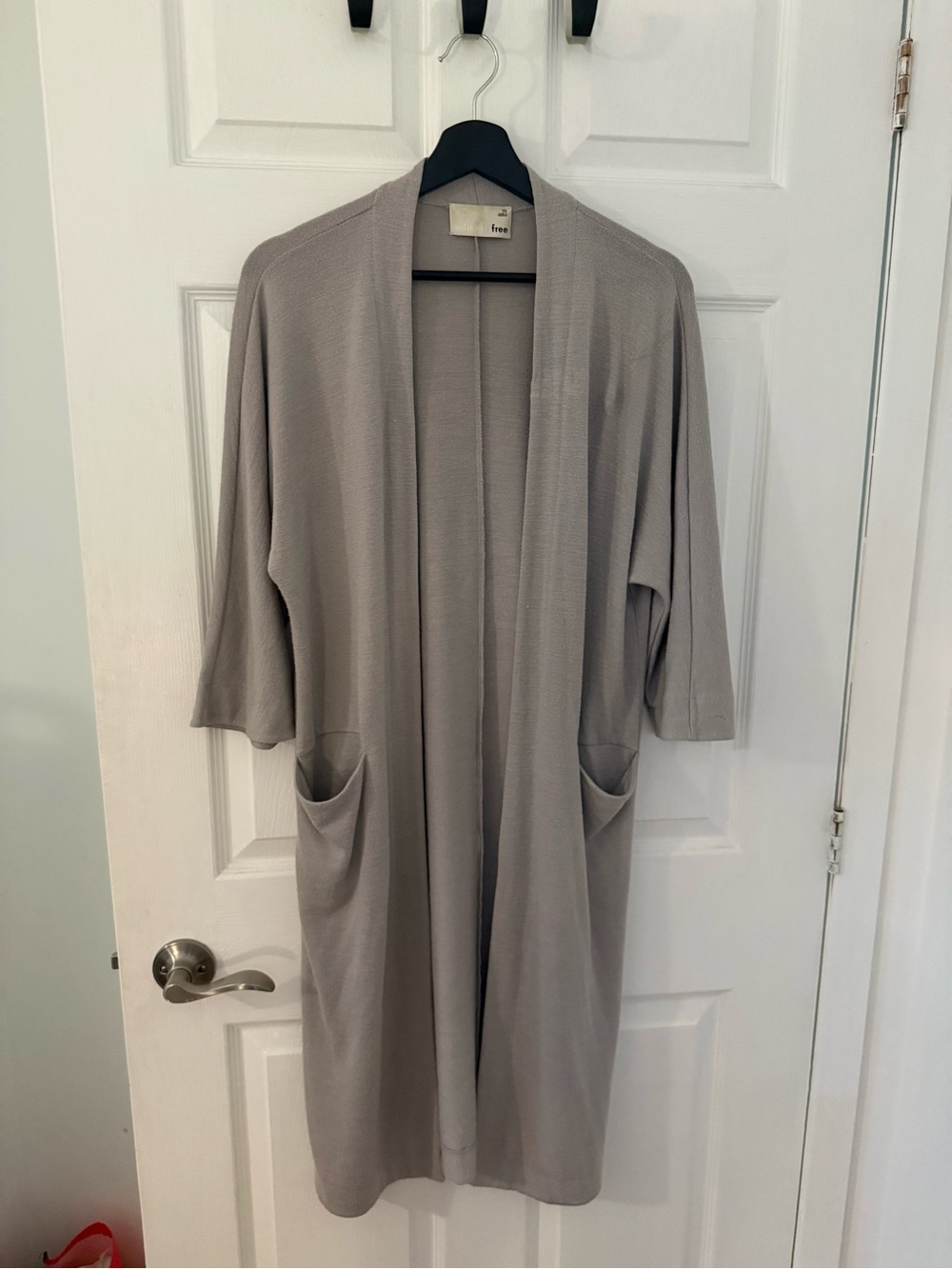 Aritzia - Wilfred Free - Light Grey / Taupe Open Front Long Cardigan